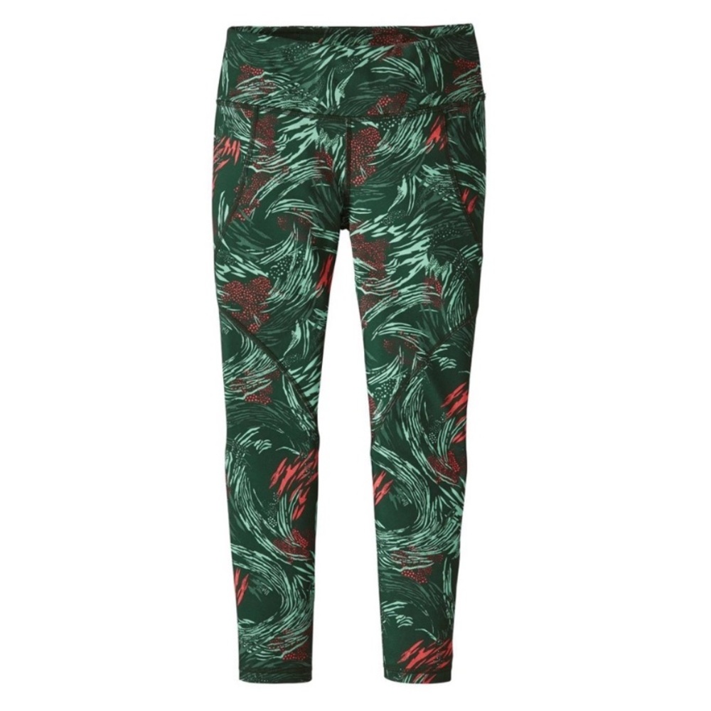 Patagonia Centered Capri Tights Workout Athletic Leggings Bold Fun Green Coral